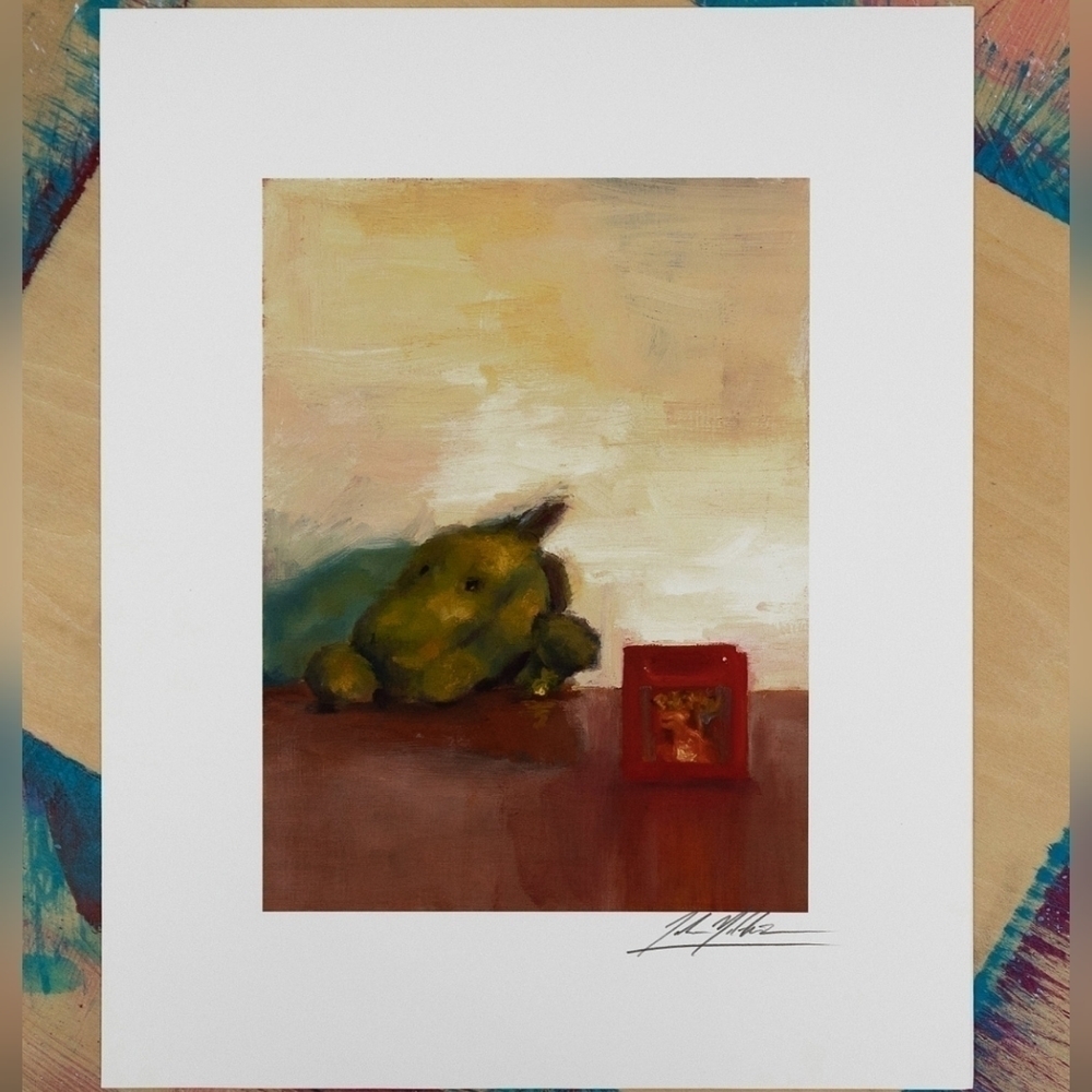 artist Signed Art Print, "Reaching for Red" - 8x10 (5x7 image)